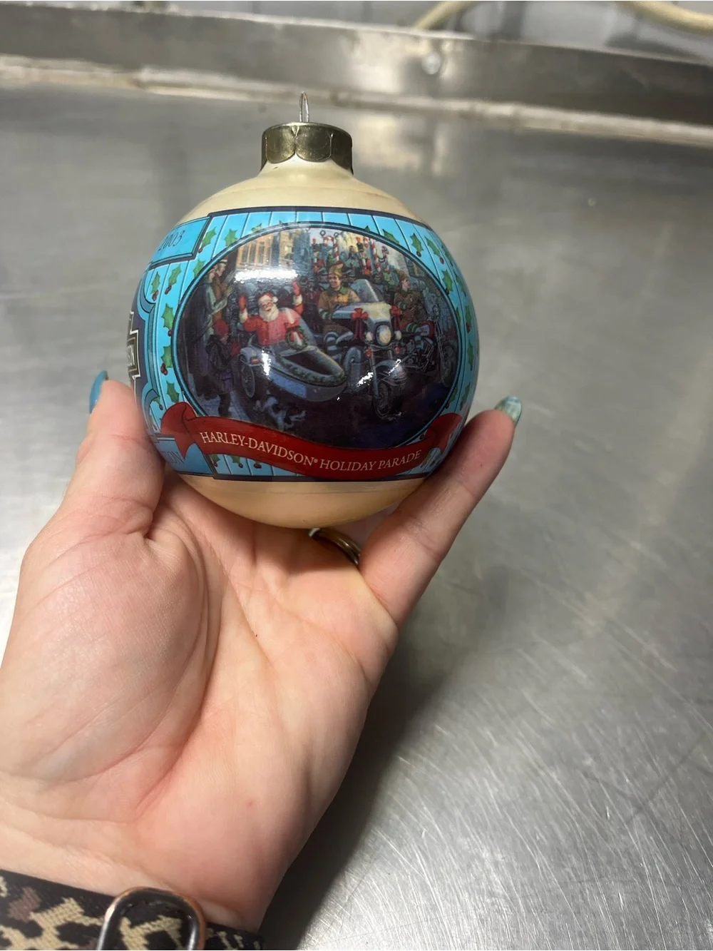 Harley-Davidson Cream and Blue Holiday Parade Ornament